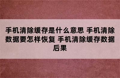 手机清除缓存是什么意思 手机清除数据要怎样恢复 手机清除缓存数据后果